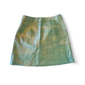 bb dakota high waisted flare green snake skin mini skirt